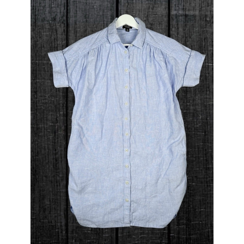 J.CREW Irish Linen BAIRD McNUTT Blue Oxfrod Cambray Dress Shirt - XS Petite